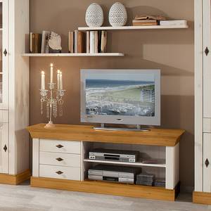 Tv-meubel Bergen massief grenenhout - Wit grenenhout/loogkleurig grenenhout