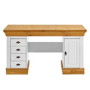 Bureau Bergen 143 cm massief grenenhout - Wit grenenhout/loogkleurig grenenhout