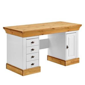 Bureau Bergen 143 cm massief grenenhout - Wit grenenhout/loogkleurig grenenhout