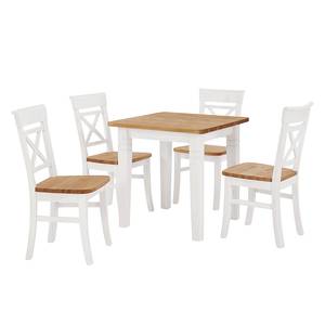 Tavolo da pranzo Fjord I Legno massello di pino Bianco/Color liscivia - Pino color cenere / Pino bianco - Con 2 piani prolunga