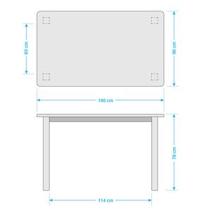 Eettafel Bergen II massief grenenhout - Loogkleurig grenenhout/Wit grenenhout - 140 x 90 cm - Zonder functie