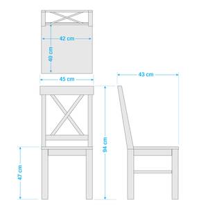 Eetkamerstoelen Bergen (set van 2) massief grenenhout - wit - Pijnboomhout wit