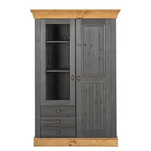 Armoire vitrine Bergen Pin massif - Gris / Couleur bois lessivé - Epicéa gris / Epicéa lessivé