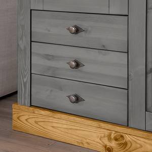 Armoire vitrine Bergen Pin massif - Gris / Couleur bois lessivé - Epicéa gris / Epicéa lessivé