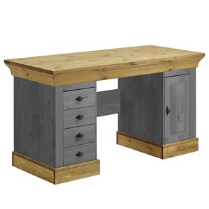 Bureau Bergen 143 cm massief grenenhout - Grijs/loogkleurig