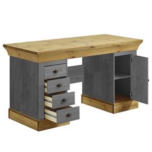 Bureau Bergen 143 cm massief grenenhout - Grijs/loogkleurig