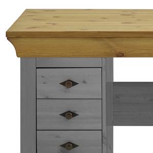 Massiver Schreibtisch Bergen 143 cm Kiefer massiv - Grau / Laugenfarbig