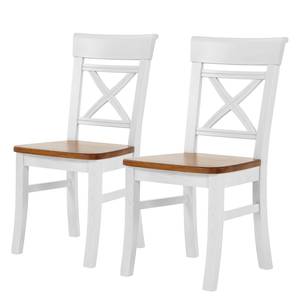 Chaises Fjord (lot de 2) Pin massif Blanc / Ambre - Epicéa blanc / Epicéa ambre jaune