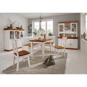 Sedia da sala pranzo Fjord (in set 2) Legno massello di pino Bianco/Color ambra - Pino bianco / Pino color ambra