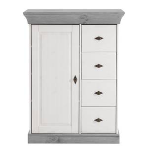 Commode Bergen II massief grenenhout - wit/grijs