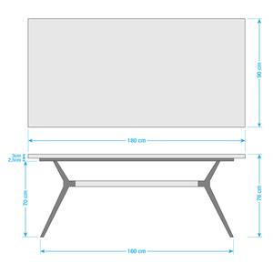 Esstisch Semaros Zerreiche / Wildeiche massiv / Metall - 180 x 90 cm