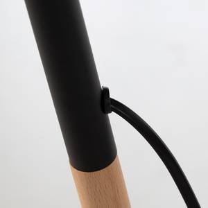 Lampadaire Tripod Valma Tissu / Bois - 1 ampoule - Noir / Hêtre - Anthracite / Hêtre