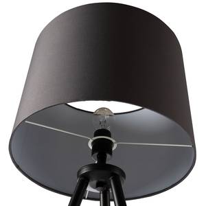 Staande lamp Tripod Valma geweven stof/hout - 1 lichtbron - Zwart/beukenhoutkleurig - Antracietkleurig/beukenhout