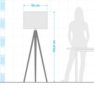 Stehleuchte Tripod Iver Webstoff / Stahl - 1-flammig - Buche Dekor / Weiß