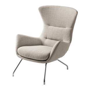 Fauteuil Hepburn II Tissu - Tissu Milan : Beige - Chrome brillant