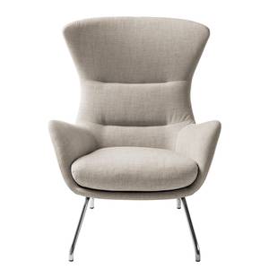 Fauteuil Hepburn II Tissu - Tissu Milan : Beige - Chrome brillant