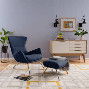 Sessel Hepburn II Webstoff - Webstoff Milan: Dunkelblau - Chrom matt