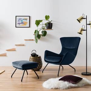 Fauteuil Hepburn II Velours - Velours Shyla: Bleu foncé - Noir