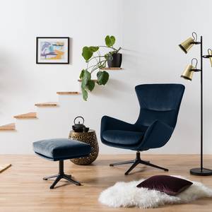 Fauteuil Hepburn III Velours - Velours Shyla: Bleu foncé - Noir