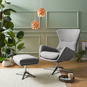 Fauteuil HEPBURN met kruisvoet geweven stof - Geweven stof Milan: Lichtgrijs - Chroomkleurig glanzend