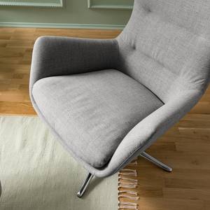 Fauteuil HEPBURN met kruisvoet geweven stof - Geweven stof Milan: Lichtgrijs - Chroomkleurig glanzend