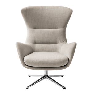 Fauteuil HEPBURN met kruisvoet geweven stof - Geweven stof Milan: Beige - Chroomkleurig glanzend