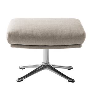 Hocker HEPBURN met kruisvoet geweven stof - Geweven stof Milan: Beige - Chroomkleurig glanzend