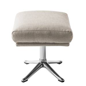 Hocker HEPBURN met kruisvoet geweven stof - Geweven stof Milan: Beige - Chroomkleurig glanzend