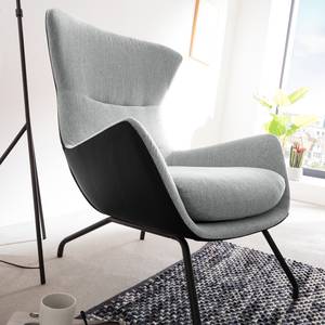 Fauteuil Hepburn II Tissu / Cuir véritable - Noir - Gris clair / Noir - Gris clair / Noir - Noir