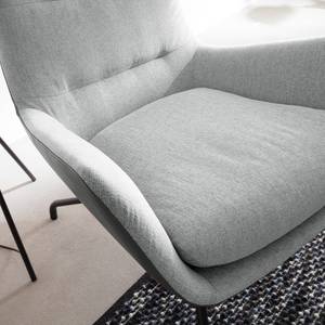 Fauteuil Hepburn II Tissu / Cuir véritable - Noir - Gris clair / Gris - Gris clair / Gris - Noir