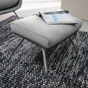 Pouf repose-pieds Hepburn II Tissu / Cuir véritable - Gris clair / Gris - Chrome brillant