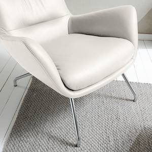 Fauteuil Hepburn II Cuir véritable - Cuir véritable Neka : Blanc - Chrome brillant