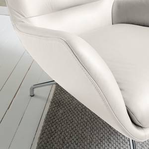 Fauteuil Hepburn II Cuir véritable - Cuir véritable Neka : Blanc - Chrome brillant