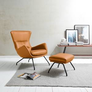 Fauteuil Hepburn II Cuir véritable - Cuir véritable Neka : Cognac - Noir