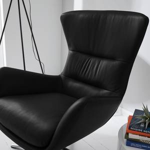 Fauteuil Hepburn III Cuir véritable - Cuir véritable Neka : Noir - Chrome brillant