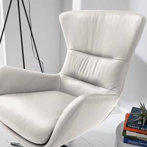 Fauteuil HEPBURN met kruisvoet echt leer - Echt leer Neka: Wit - Chroomkleurig glanzend