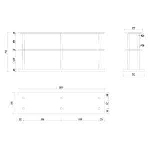 Open kast LINDHOLM deels massief eikenhout - mat wit/eikenhout - Wit - 160 x 72 cm