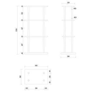 Scaffale LINDHOLM Quercia parz. massello - Bianco opaco / Quercia - Bianco - 60 x 125 cm