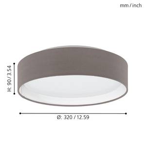 LED-Deckenleuchte Pasteri I Kunststoff / Webstoff - 1-flammig - Grau