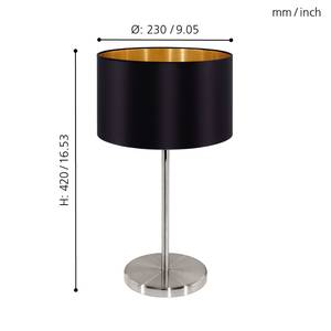 Lampe Maserlo I Tissu / Acier - 1 ampoule - Noir - Noir