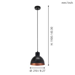 Hanglamp Truro II staal - 1 lichtbron