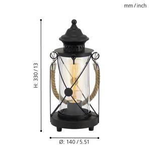 Tafellamp Bradford glas / staal - 1 lichtbron - Zwart