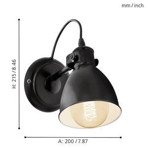 Wandlamp Priddy staal - 1 lichtbron