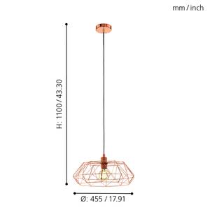 Hanglamp Carlton IV staal - 1 lichtbron - Koperkleurig/zwart