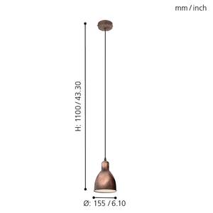 Suspension Priddy II Acier - Cuivre - Nb d'ampoules : 1