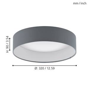 LED-plafondlamp Palomaro geweven stof / kunststof - 1 lichtbron - Mat blauwgrijs - Diameter: 32 cm