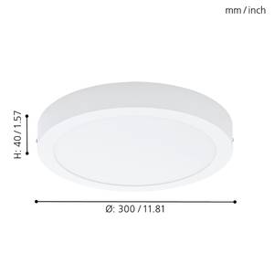 LED-plafondlamp Fueva III kunststof / metaal - 1 lichtbron - Wit