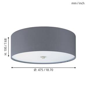 Plafondlamp Pasteri geweven stof / glas - 3 lichtbronnen - Mat blauwgrijs