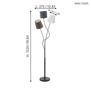 Lampadaire Maronda Tissu / Acier - 3 ampoules