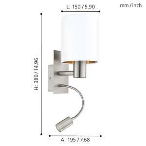 LED-wandlamp Pasteri geweven stof / staal - 2 lichtbronnen